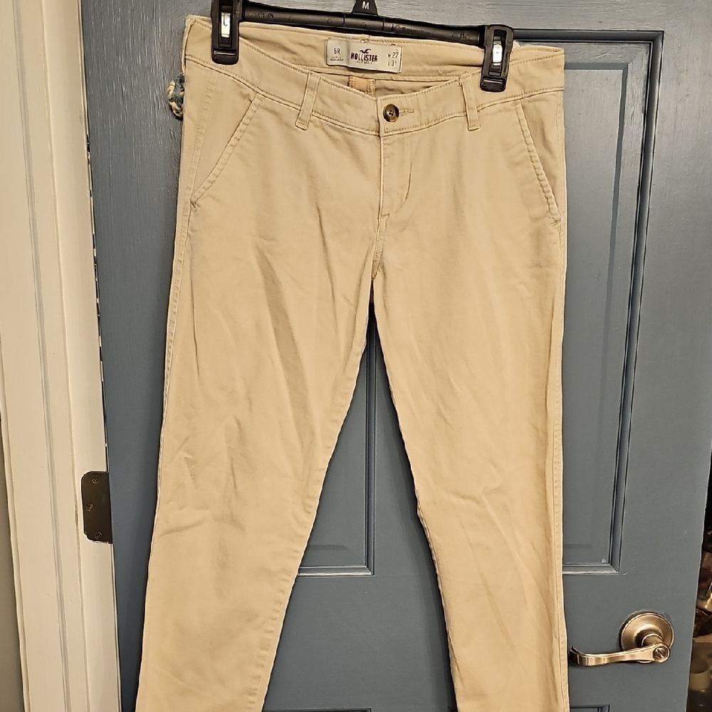 Y2k Hollister Vintage Light brown Khaki Pants Causal Stretch Size 5 Junior Women